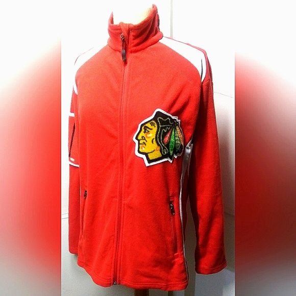 NEW Chicago Blackhawks Polar Fleece Jacket! S, Men. Red/White. Unisex - Picture 10 of 10